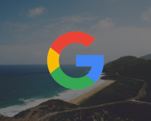 Google logo on top of an amazing view